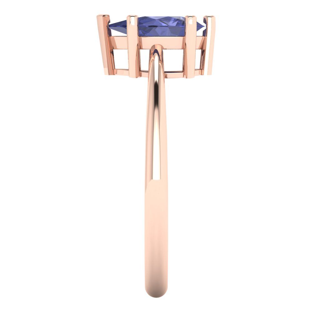 1 cttw Simulated Tanzanite Solitaire  Engagement Ring - Solid Gold (Pear Cut,8x5mm)