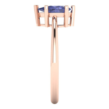 1 cttw Simulated Tanzanite Solitaire  Engagement Ring - Solid Gold (Pear Cut,8x5mm)