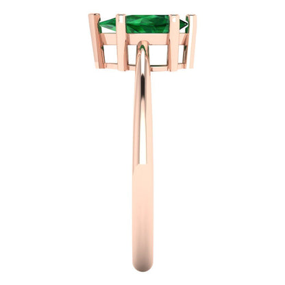 1 cttw Simulated Emerald Solitaire  Engagement Ring - Solid Gold (Pear Cut,8x5mm)