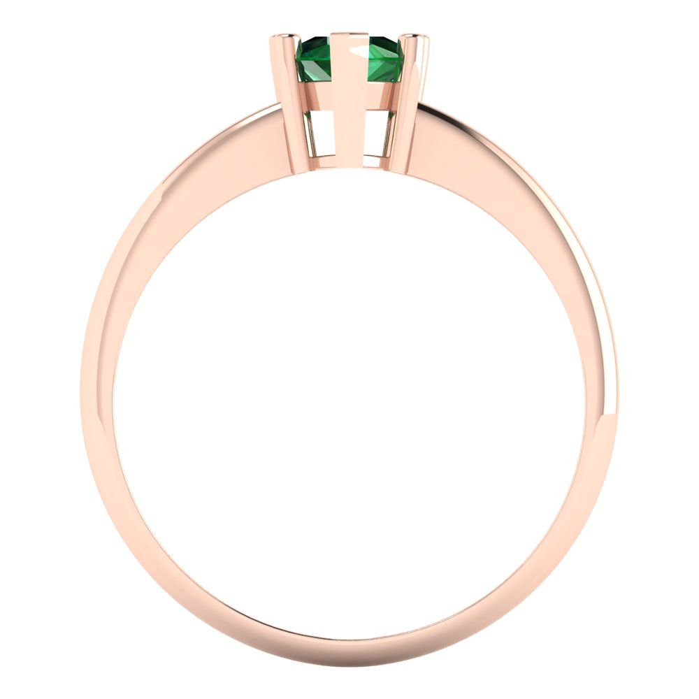 1 cttw Simulated Emerald Solitaire  Engagement Ring - Solid Gold (Pear Cut,8x5mm)