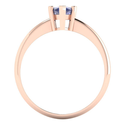 1 cttw Simulated Tanzanite Solitaire  Engagement Ring - Solid Gold (Pear Cut,8x5mm)