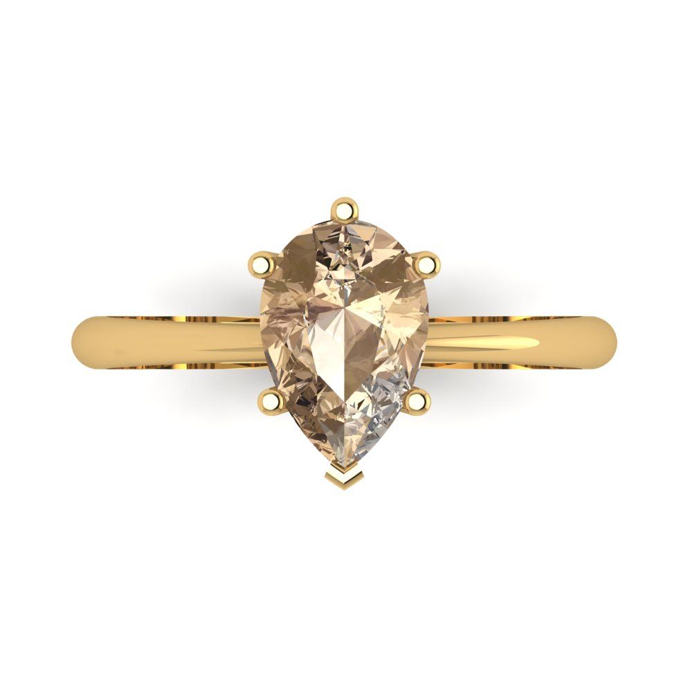 1.5 cttw Yellow Moissanite Solitaire  Engagement Ring - Solid Gold (Pear Cut,9x6mm)
