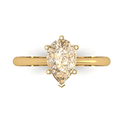 1.5 cttw Natural Morganite Solitaire  Engagement Ring - Solid Gold (Pear Cut,9x6mm)
