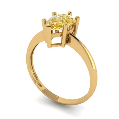 1.5 cttw Natural Citrine Solitaire  Engagement Ring - Solid Gold (Pear Cut,9x6mm)