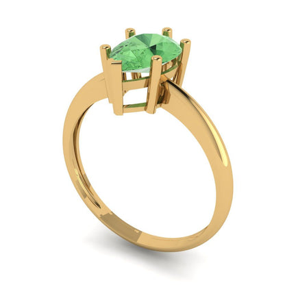 1.5 cttw Zirconia Simulated Green Diamond Solitaire  Engagement Ring - Solid Gold (VVS1, Pear Cut,9x6mm)