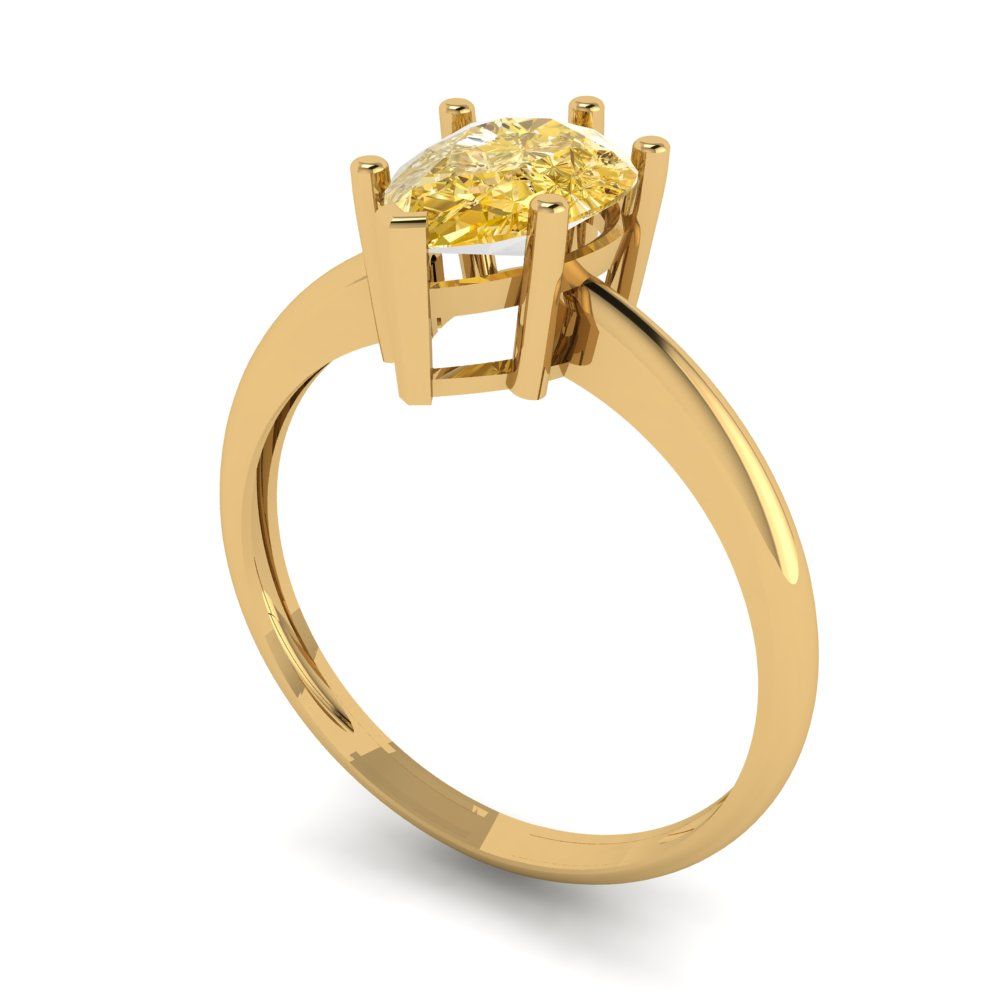 1.5 cttw Zirconia Simulated Yellow Diamond Solitaire  Engagement Ring - Solid Yellow Gold (VVS1, Pear Cut,9x6mm)