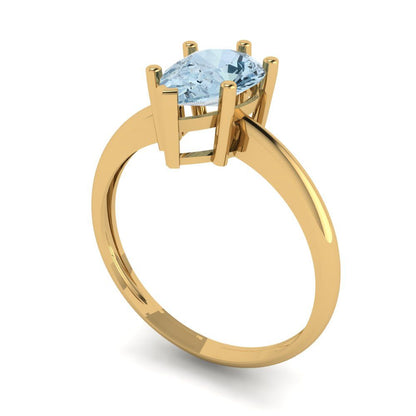 1.5 cttw Natural Sky Blue Topaz Solitaire  Engagement Ring - Solid Gold (Pear Cut,9x6mm)
