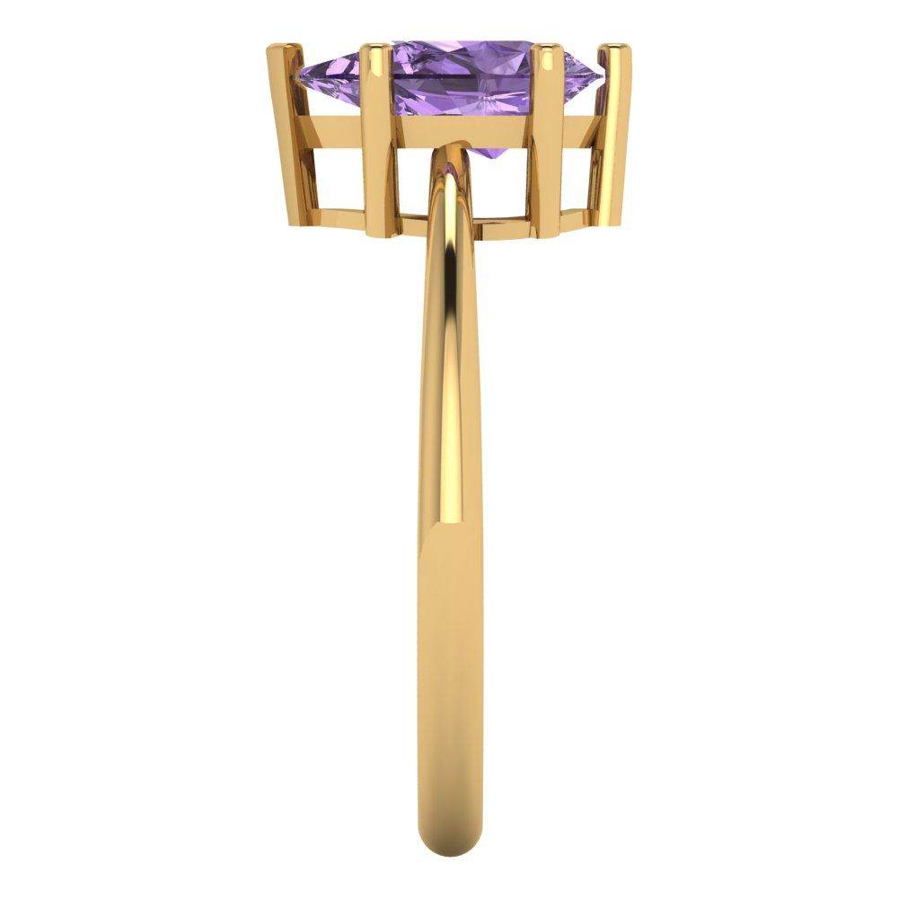 1.5 cttw Simulated Alexandrite Solitaire  Engagement Ring - Solid Gold (Pear Cut,9x6mm)