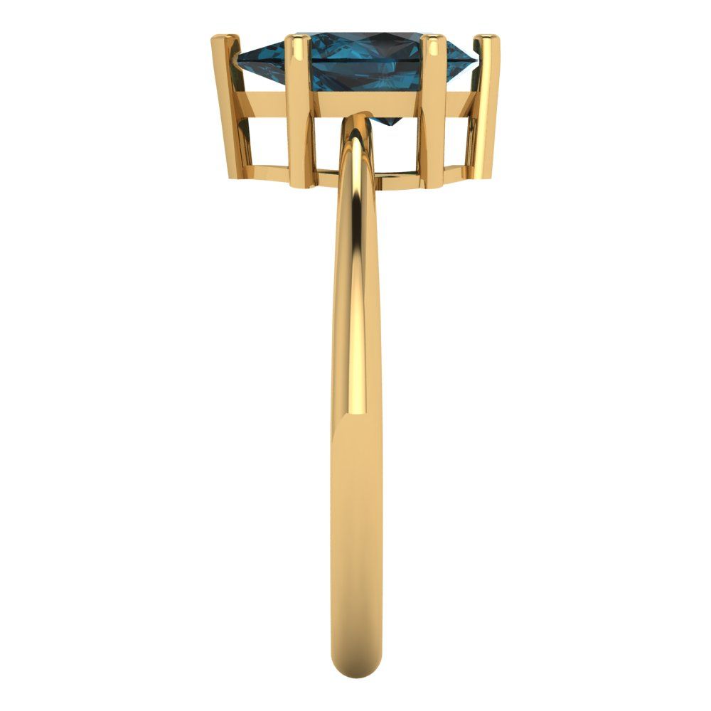 1.5 cttw Natural London Blue Topaz Solitaire  Engagement Ring - Solid Gold (Pear Cut,9x6mm)