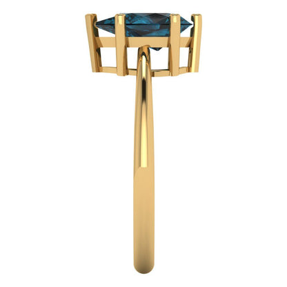 1.5 cttw Natural London Blue Topaz Solitaire  Engagement Ring - Solid Gold (Pear Cut,9x6mm)