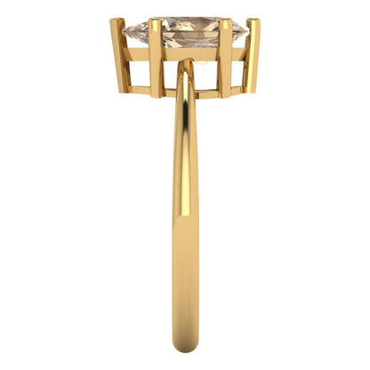 1.5 cttw Yellow Moissanite Solitaire  Engagement Ring - Solid Gold (Pear Cut,9x6mm)