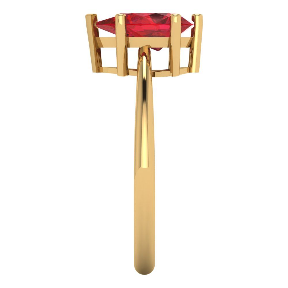 1.5 cttw Simulated Ruby Solitaire  Engagement Ring - Solid Gold (Pear Cut,9x6mm)