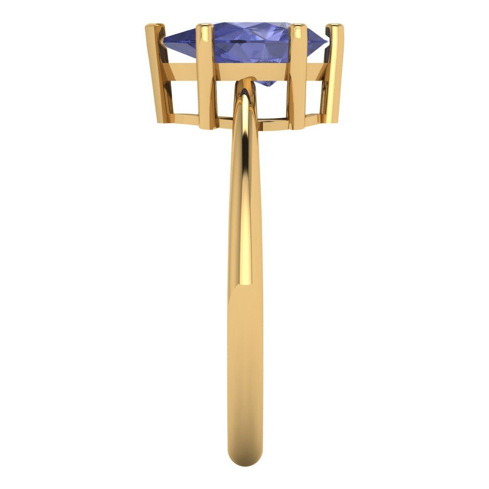 1.5 cttw Simulated Tanzanite Solitaire  Engagement Ring - Solid Gold (Pear Cut,9x6mm)