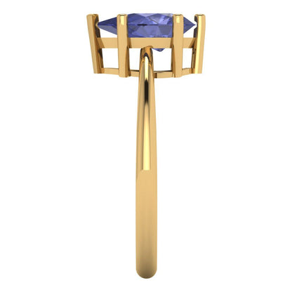 1.5 cttw Simulated Tanzanite Solitaire  Engagement Ring - Solid Gold (Pear Cut,9x6mm)