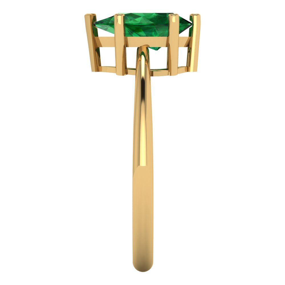 1.5 cttw Simulated Emerald Solitaire  Engagement Ring - Solid Gold (Pear Cut,9x6mm)