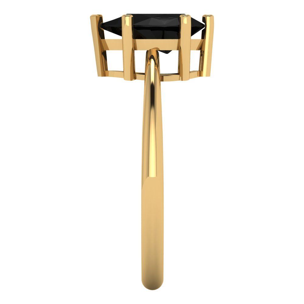 1.5 cttw Natural Onyx Solitaire  Engagement Ring - Solid Gold (Pear Cut,9x6mm)