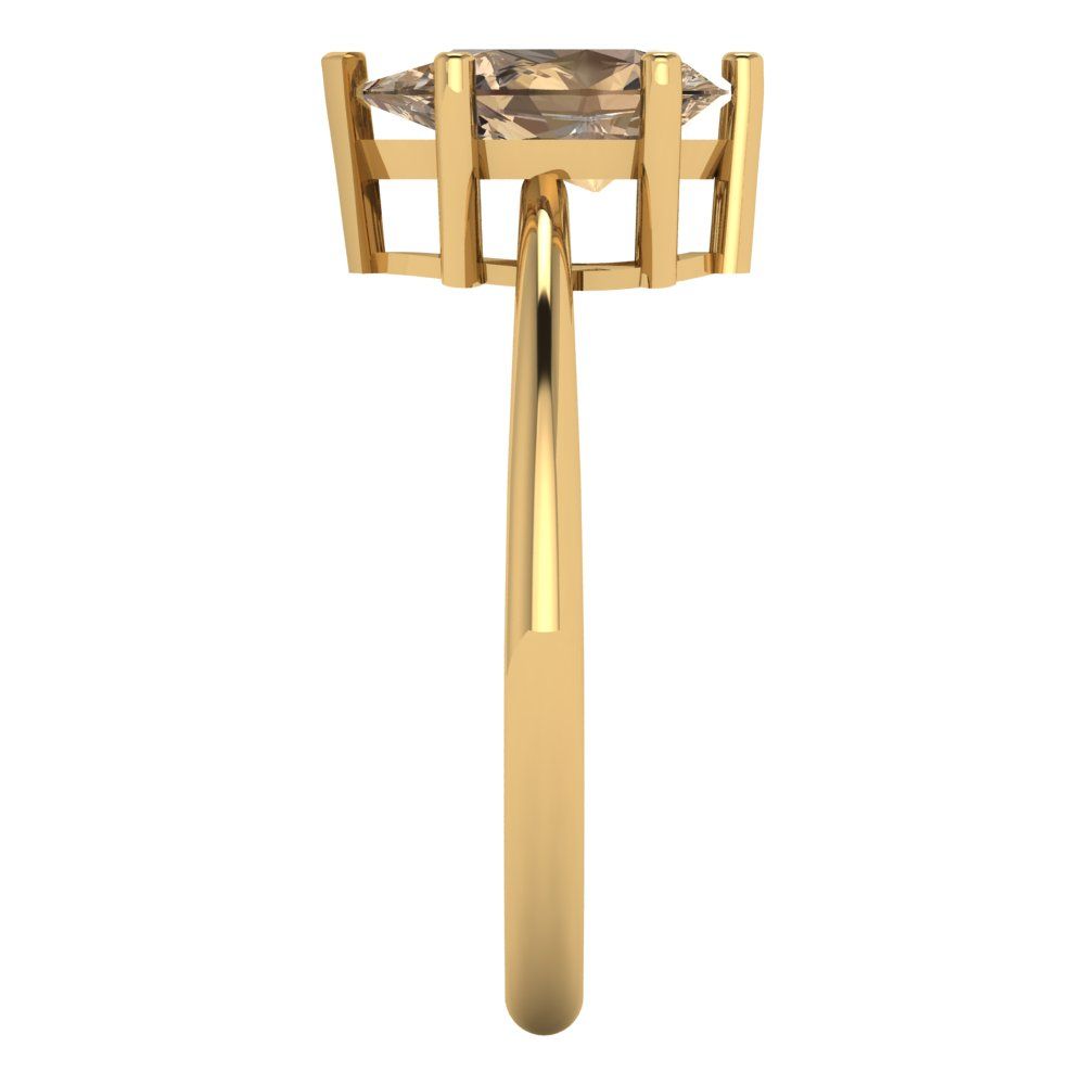 1.5 cttw Zirconia Simulated Champagne Diamond Solitaire  Engagement Ring - Solid Gold (VVS1, Pear Cut,9x6mm)