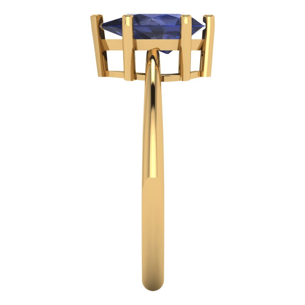 1.5 cttw Simulated Blue Sapphire Solitaire  Engagement Ring - Solid Gold (Pear Cut,9x6mm)