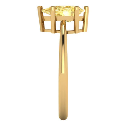 1.5 cttw Zirconia Simulated Yellow Diamond Solitaire  Engagement Ring - Solid Yellow Gold (VVS1, Pear Cut,9x6mm)