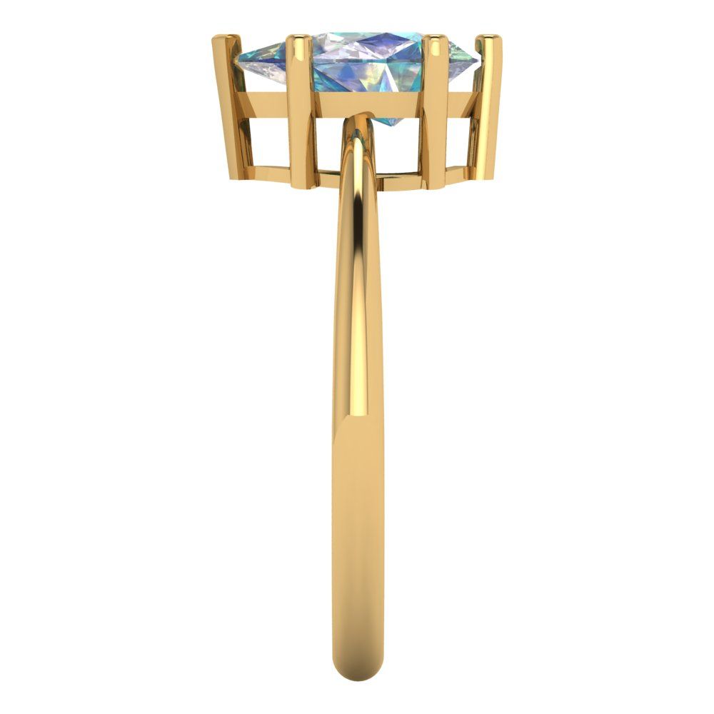 1.5 cttw Blue Moissanite Solitaire  Engagement Ring - Solid Gold (Pear Cut,9x6mm)