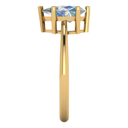 1.5 cttw Blue Moissanite Solitaire  Engagement Ring - Solid Gold (Pear Cut,9x6mm)