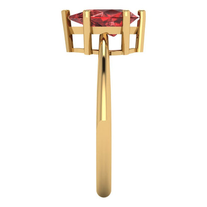 1.5 cttw Natural Garnet Solitaire  Engagement Ring - Solid Gold (Pear Cut,9x6mm)