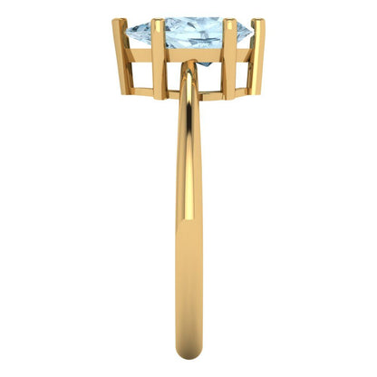 1.5 cttw Natural Aquamarine Solitaire  Engagement Ring - Solid Gold (Pear Cut,9x6mm)