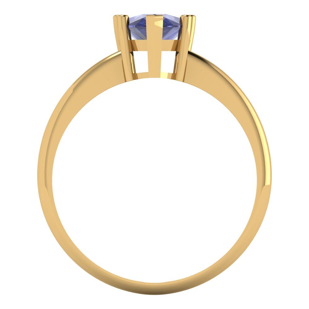 1.5 cttw Simulated Tanzanite Solitaire  Engagement Ring - Solid Gold (Pear Cut,9x6mm)