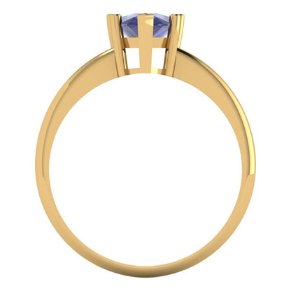 1.5 cttw Simulated Tanzanite Solitaire  Engagement Ring - Solid Gold (Pear Cut,9x6mm)