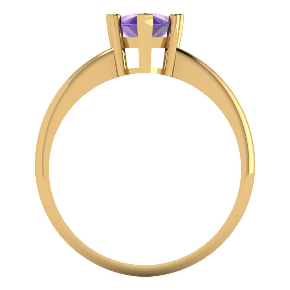 1.5 cttw Natural Amethyst Solitaire  Engagement Ring - Solid Gold (Pear Cut,9x6mm)