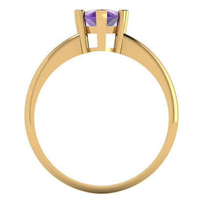 1.5 cttw Natural Amethyst Solitaire  Engagement Ring - Solid Gold (Pear Cut,9x6mm)