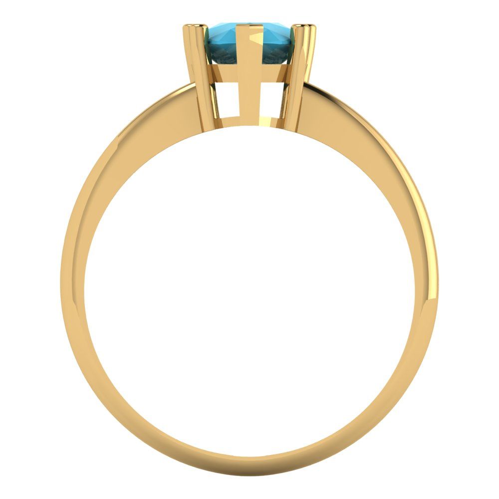 1.5 cttw Simulated Turquoise Solitaire  Engagement Ring - Solid Gold (Pear Cut,9x6mm)