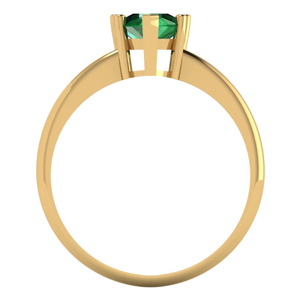 1.5 cttw Simulated Emerald Solitaire  Engagement Ring - Solid Gold (Pear Cut,9x6mm)