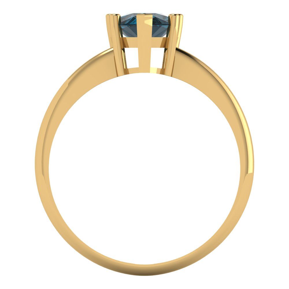 1.5 cttw Natural London Blue Topaz Solitaire  Engagement Ring - Solid Gold (Pear Cut,9x6mm)