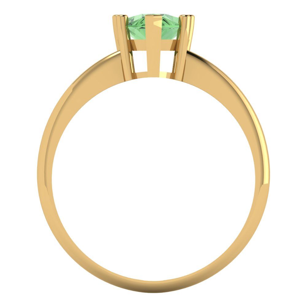1.5 cttw Zirconia Simulated Green Diamond Solitaire  Engagement Ring - Solid Gold (VVS1, Pear Cut,9x6mm)
