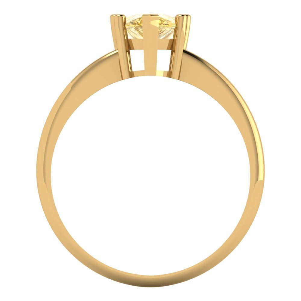 1.5 cttw Zirconia Simulated Yellow Diamond Solitaire  Engagement Ring - Solid Yellow Gold (VVS1, Pear Cut,9x6mm)