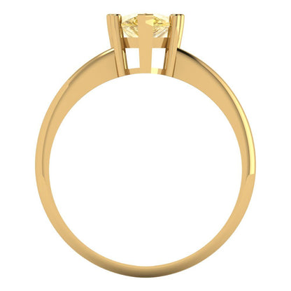 1.5 cttw Zirconia Simulated Yellow Diamond Solitaire  Engagement Ring - Solid Yellow Gold (VVS1, Pear Cut,9x6mm)