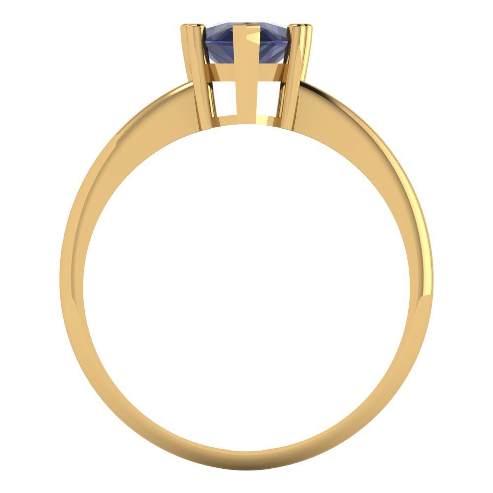 1.5 cttw Simulated Blue Sapphire Solitaire  Engagement Ring - Solid Gold (Pear Cut,9x6mm)