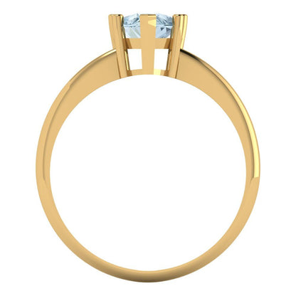 1.5 cttw Natural Sky Blue Topaz Solitaire  Engagement Ring - Solid Gold (Pear Cut,9x6mm)
