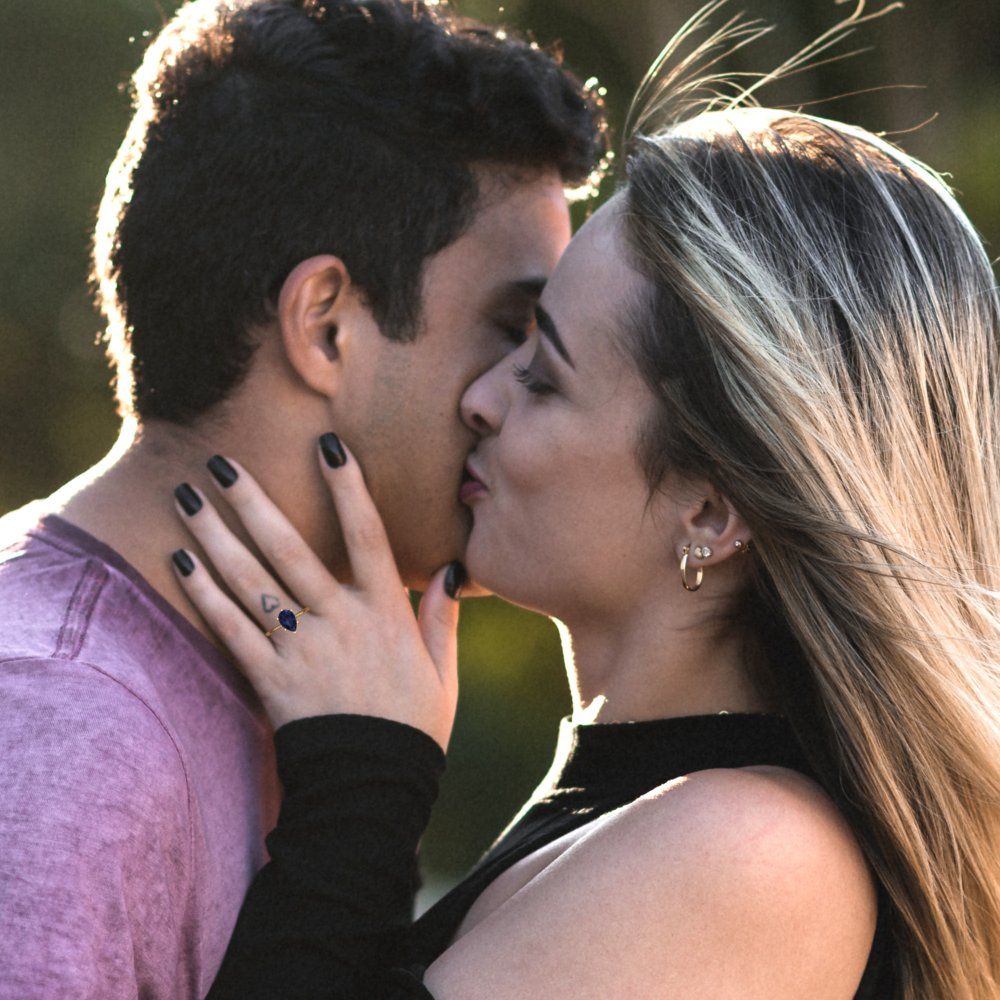 1.5 cttw Simulated Blue Sapphire Solitaire  Engagement Ring - Solid Gold (Pear Cut,9x6mm)