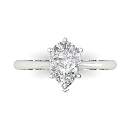 1.5 ct Brilliant Pear Cut Natural Diamond Stone Clarity VS1-2 Color G-H White Gold Solitaire Ring