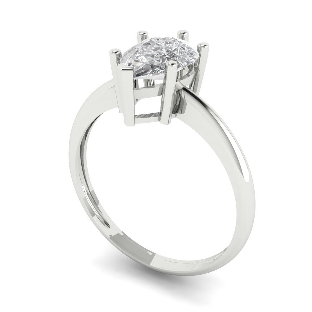 1.5 cttw Zirconia Simulated Diamond Solitaire  Engagement Ring - Solid Gold (VVS1, Pear Cut,9x6mm)