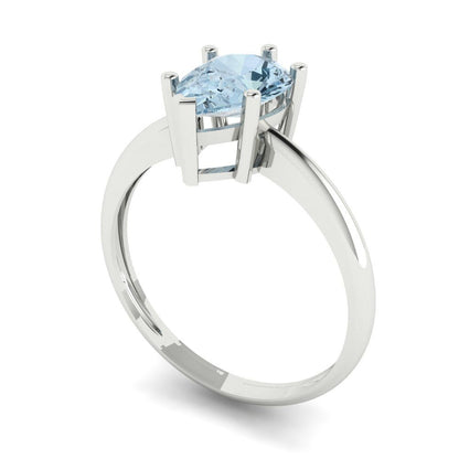1.5 cttw Natural Aquamarine Solitaire  Engagement Ring - Solid Gold (Pear Cut,9x6mm)