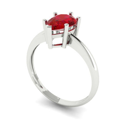 1.5 cttw Simulated Pink Tourmaline Solitaire  Engagement Ring - Solid Gold (Pear Cut,9x6mm)