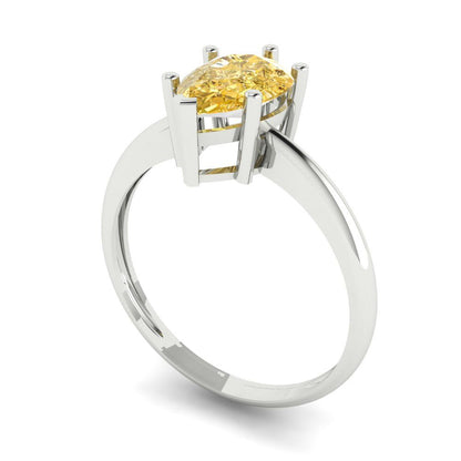 1.5 cttw Natural Citrine Solitaire  Engagement Ring - Solid Gold (Pear Cut,9x6mm)