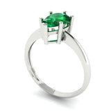 1.5 ct Brilliant Pear Cut Simulated Emerald Stone White Gold Solitaire Ring
