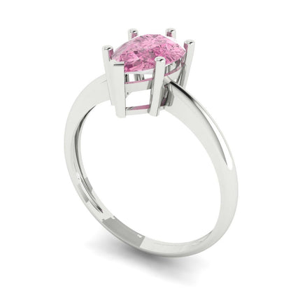 1.5 cttw Zirconia Simulated Pink Diamond Solitaire  Engagement Ring - Solid Gold (VVS1, Pear Cut,9x6mm)