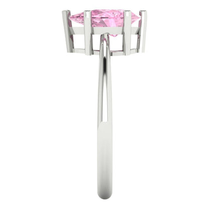 1.5 cttw Zirconia Simulated Pink Diamond Solitaire  Engagement Ring - Solid Gold (VVS1, Pear Cut,9x6mm)