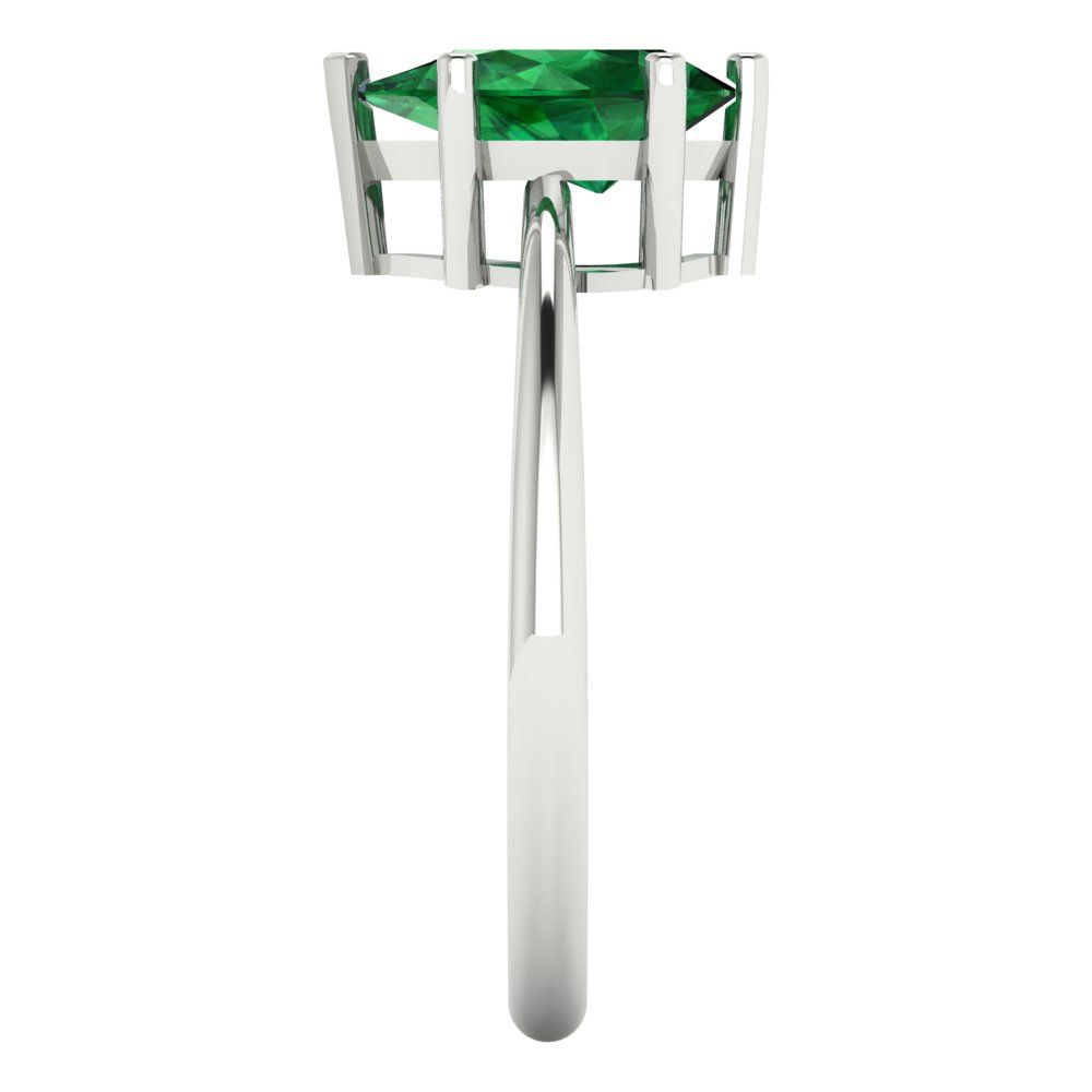 1.5 cttw Simulated Emerald Solitaire  Engagement Ring - Solid Gold (Pear Cut,9x6mm)