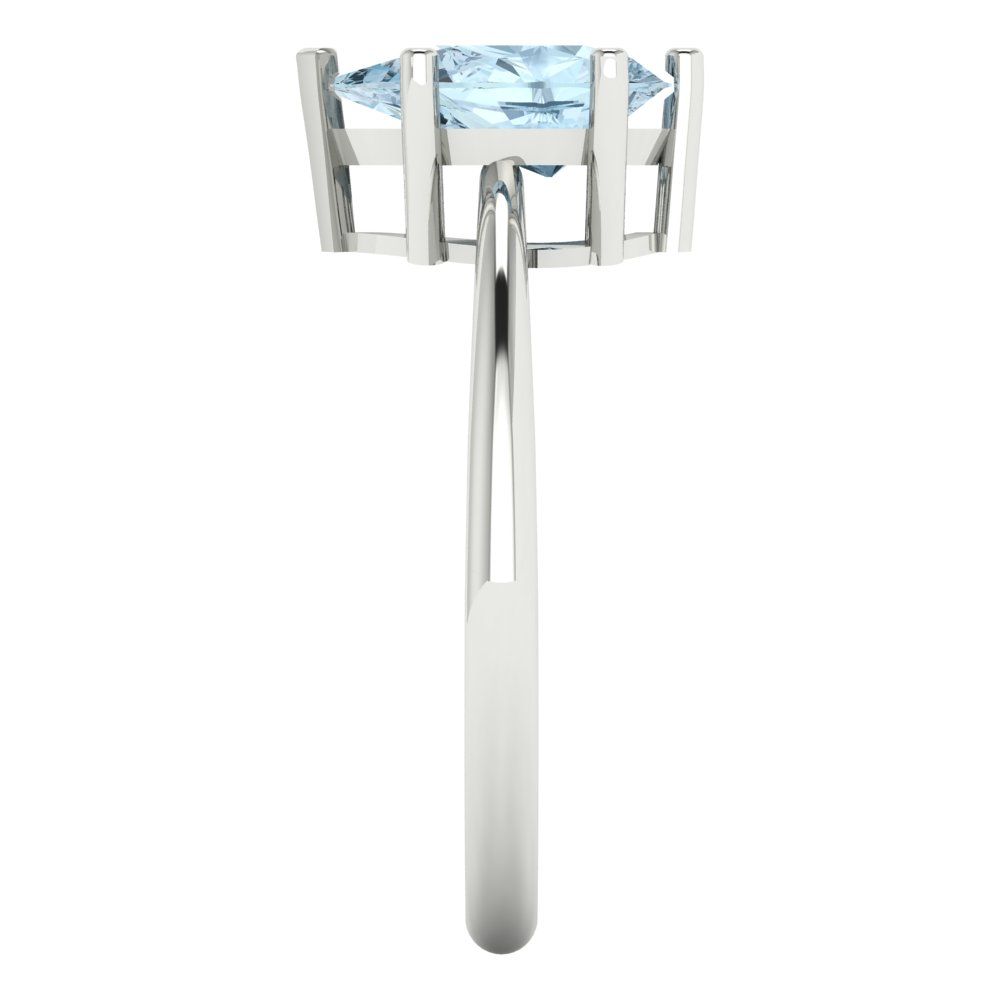 1.5 cttw Natural Aquamarine Solitaire  Engagement Ring - Solid Gold (Pear Cut,9x6mm)